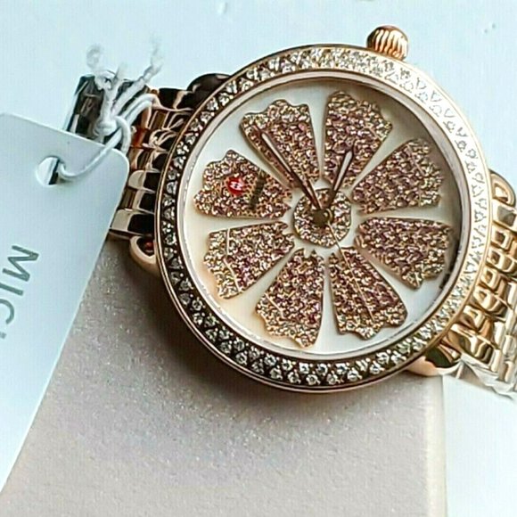 Michele Accessories - **HP ** Michele Serein Rose Gold Pink Topaz Watch